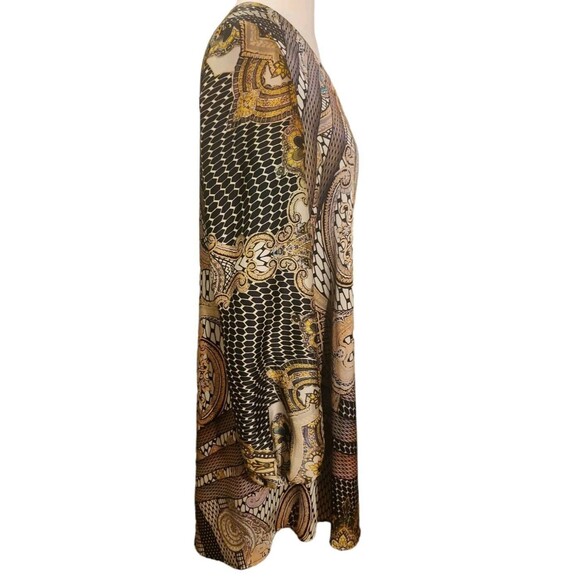 Lavender Brown Artsy Minidress Womens XS Boho Lavender Batik Print Blouson Shift - Picture 5 of 9